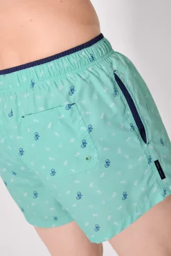 Bañador corto estampado bicicletas verde