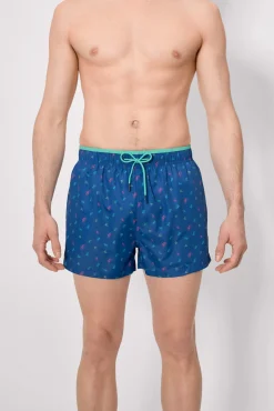 Bañador corto estampado bicicletas azul
