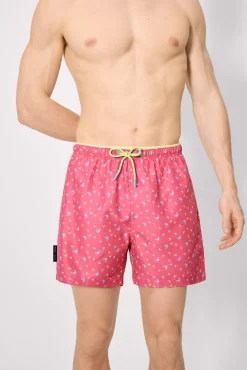 Bañador corto estampado cangrejos rosa