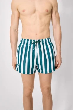 Bañador corto estampado rayas anchas
