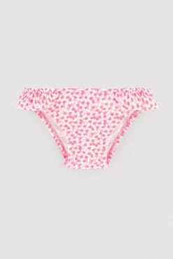 Bañador culetín bebé texturizado detalles volantes estampado rosa