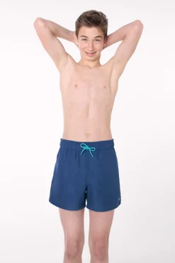 Bañador juvenil corto estampado liso azul
