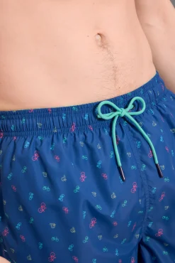 Bañador medio estampado bicicletas azul