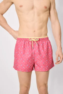 Bañador medio estampado cangrejos rosa