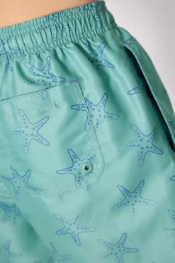 Bañador medio estampado estrellas mar verde