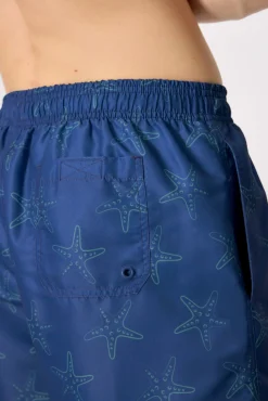 Bañador medio estampado estrellas mar azul