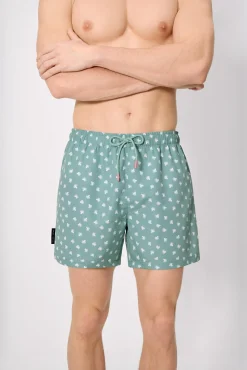 Bañador medio estampado pulpos verde