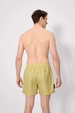 Bañador medio estampado rayas amarillo
