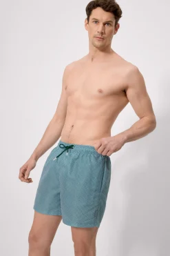 Bañador medio estampado étnico azul