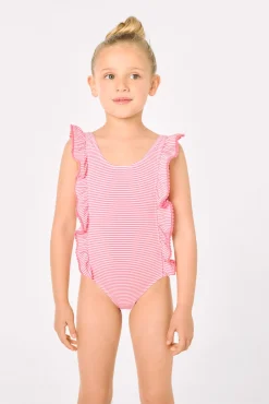Bañador niña volates estampado rayas