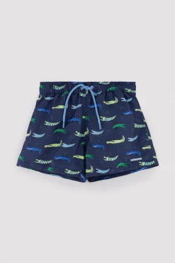 Bañador niño corto estampado cocodrilos multicolor