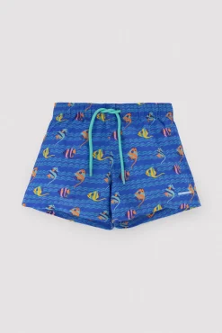 Bañador niño corto estampado peces tropicales multicolor