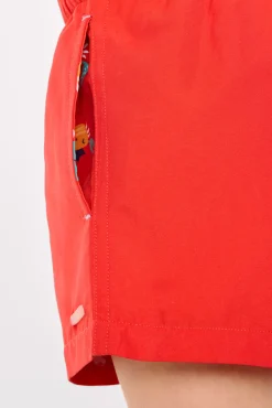 Bañador niño corto forro contraste rojo