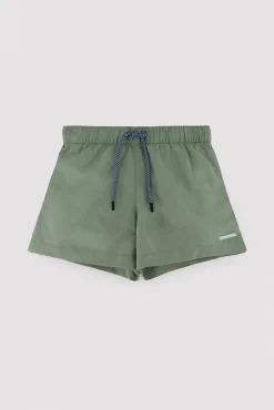 Bañador niño corto liso verde