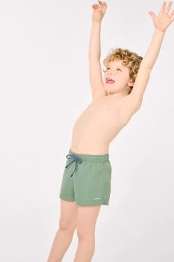 Bañador niño corto liso verde