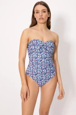 Bañador reductor bandeau alta compresión liberty azul copa B