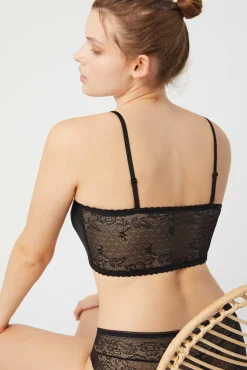 Bandeau sin tirantes-multiposición con encaje negro
