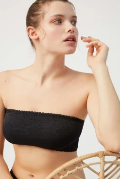 Bandeau sin tirantes-multiposición con encaje negro