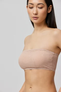 Bandeau sin tirantes-multiposición con encaje nude