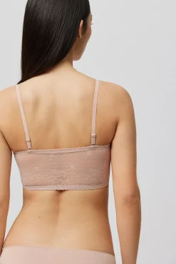 Bandeau sin tirantes-multiposición con encaje nude