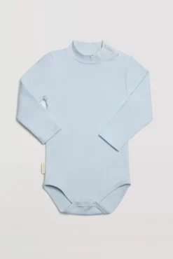 Body bebé básico cuello alto celeste