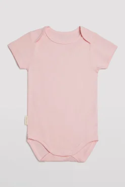 Body bebé básico manga corta solapas rosa