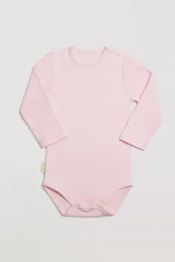 Body bebé básico manga larga rosa