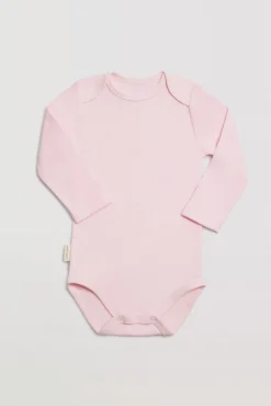 Body bebé básico manga larga solapas rosa