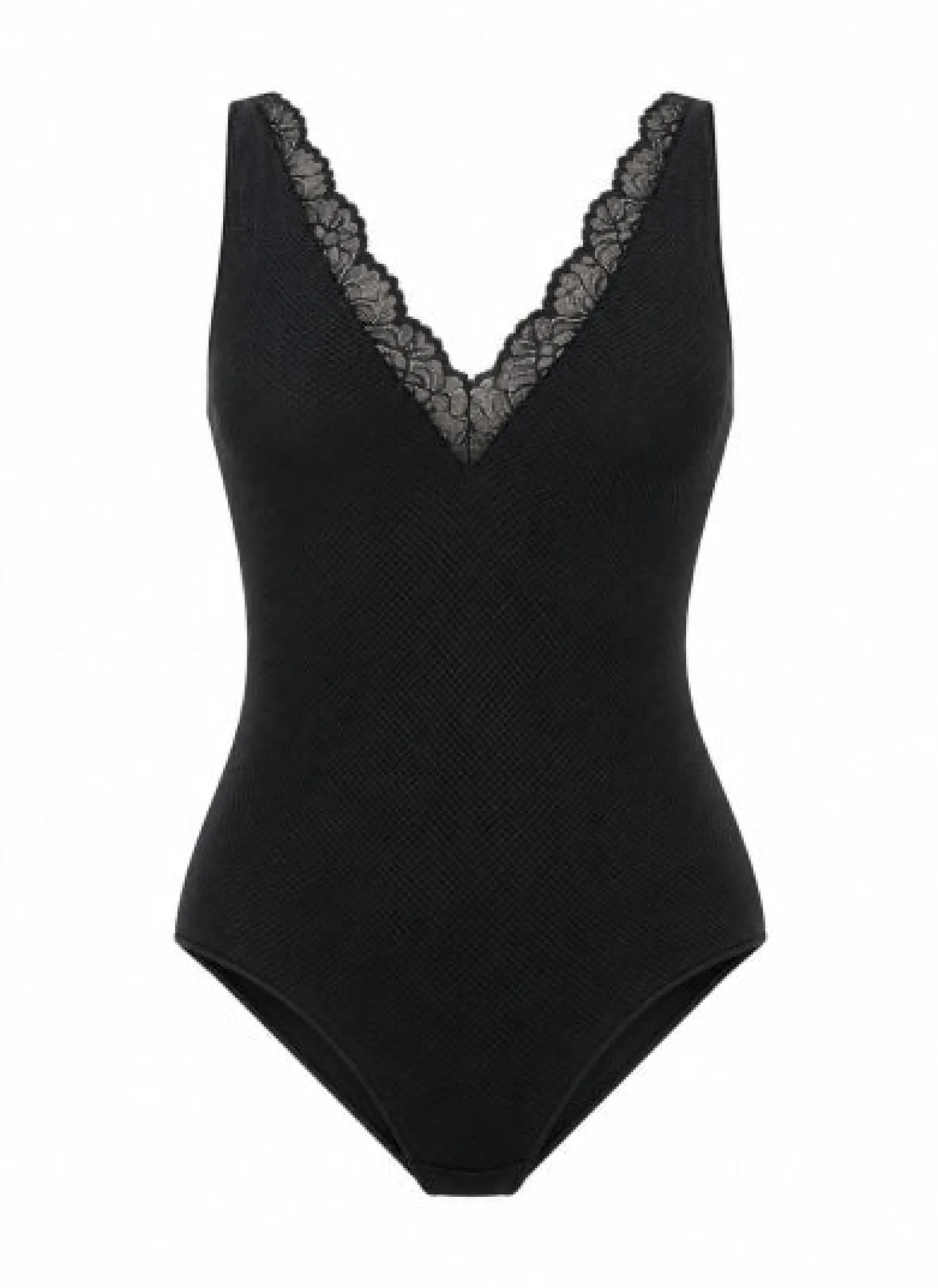 Body de tirantes negro escote con encaje