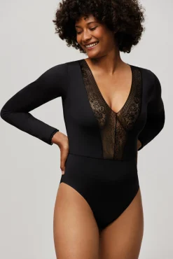 Body manga larga con escote V