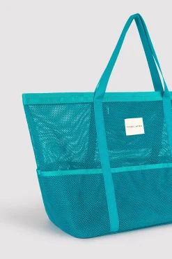 Bolso de playa calado turquesa