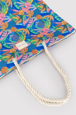 Bolso de playa de tela estampado tropical