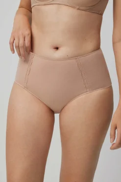 Braga alta algodón con detalles nude