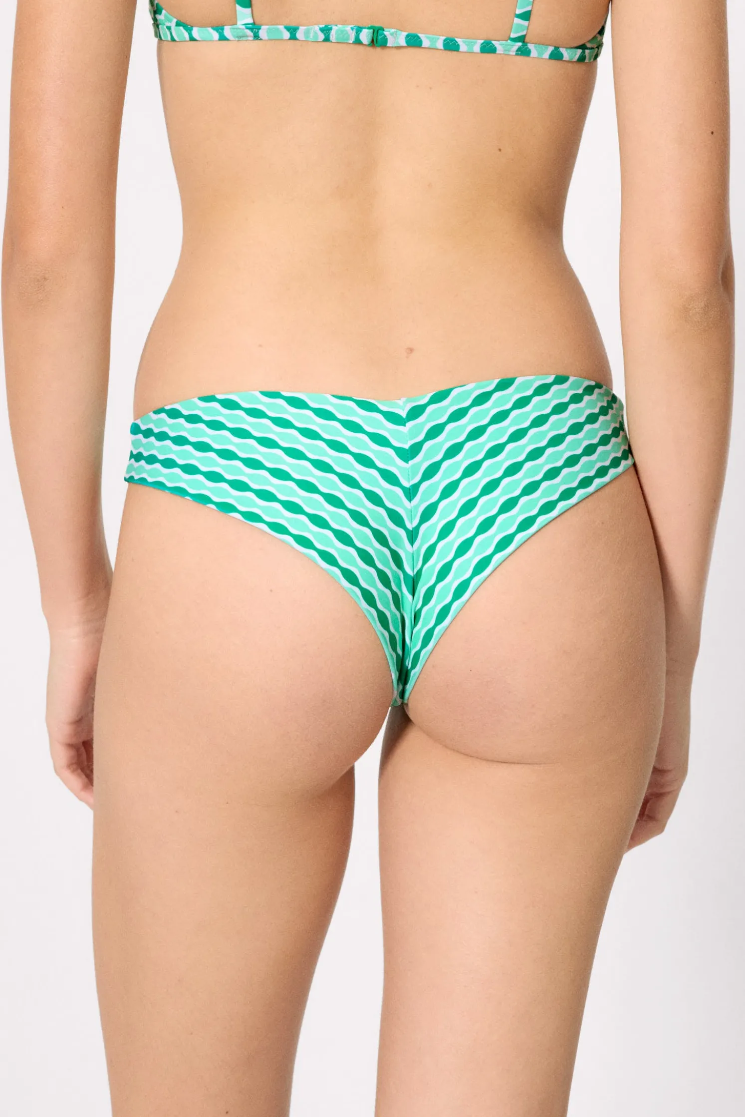 Braga bikini brasileña estampado geométrico verde