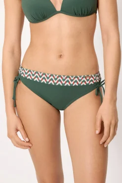 Braga bikini midi micropiqué estampada verde botella
