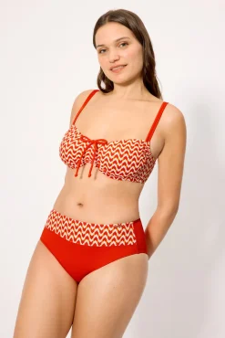 Braga bikini reductora alta micropiqué estampada coral