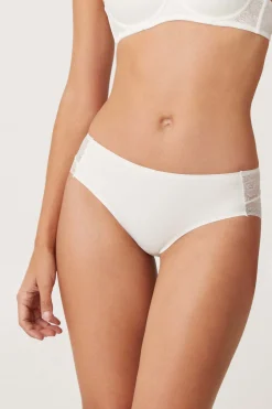 Braga midi invisible con encaje marfil