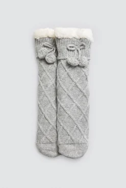 Calcetines borreguito antideslizantes gris
