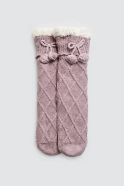 Calcetines borreguito antideslizantes lila