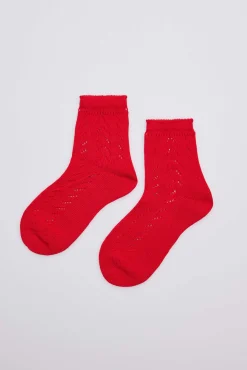 Calcetines calados infantil rojo