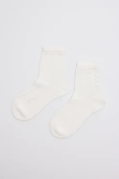 Calcetines calados infantil marfil