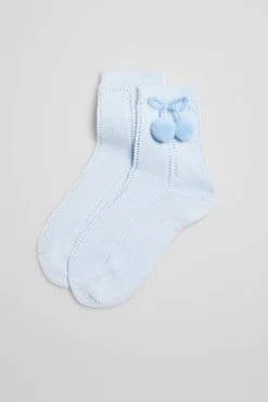 Calcetines calados infantiles celeste