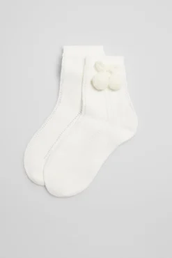 Calcetines calados infantiles marfil