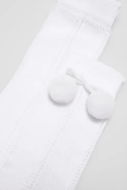 Calcetines calados largos infantiles blanco