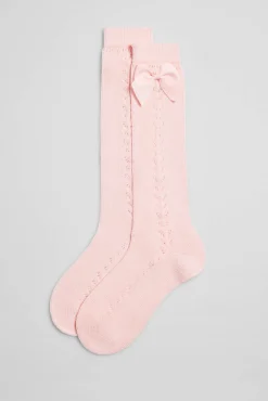 Calcetines calados largos infantiles rosa