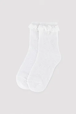 Calcetines infantiles calados detalle puntilla blanco