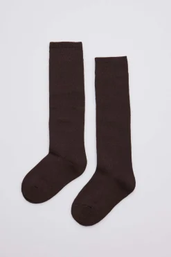 Calcetines infantiles largos algodón marrón