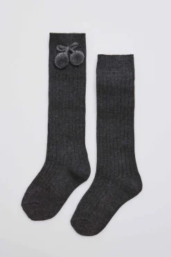 Calcetines largos pompones marengo