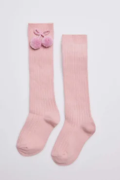 Calcetines largos pompones pastel
