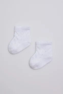 Calcetines perlé recién nacido blanco